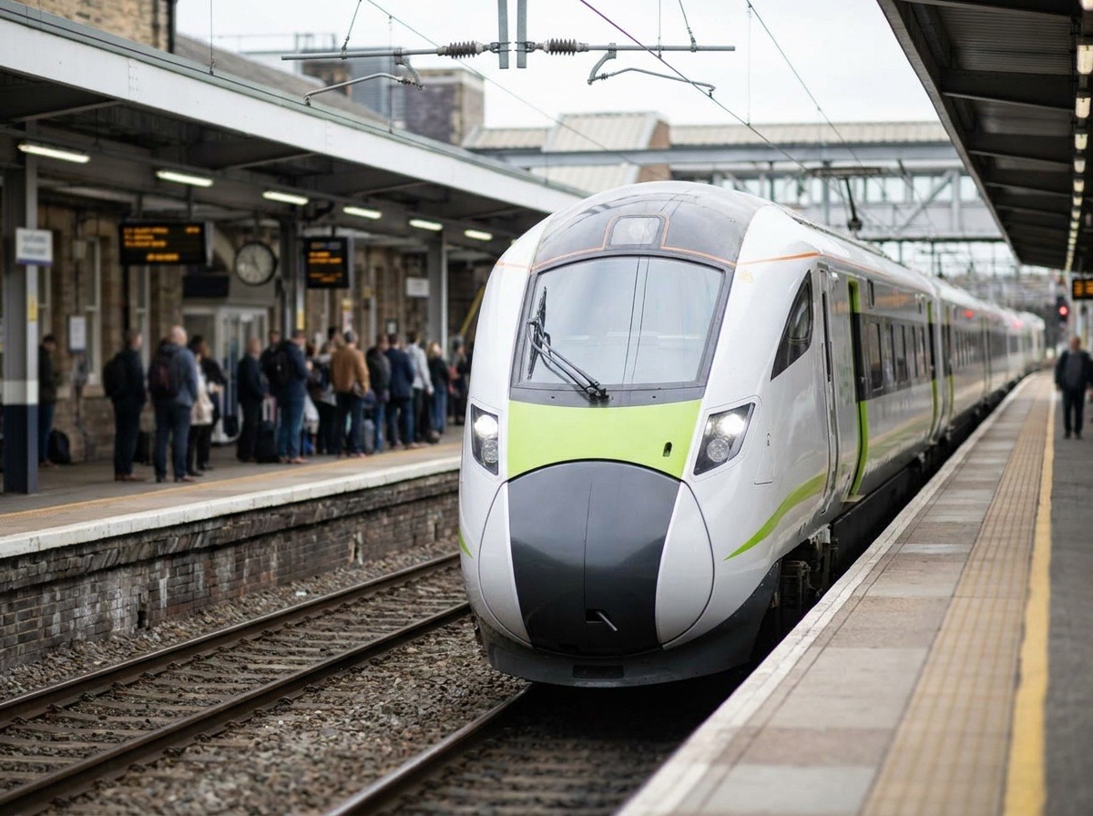 Lumo train arriving at a platform